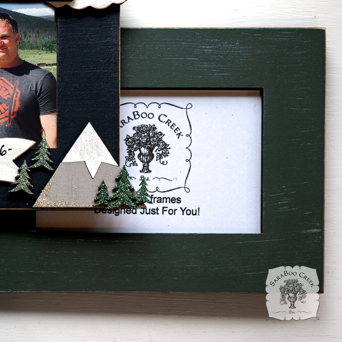 Outdoor Mountain Scene Photo Frame - Personalizable Handmade Wood Picture Frame for Mountain Home Decor or Vacation in the Mountains