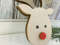 Reindeer Ornament - Cute Personalized Deer hung by Ribbon