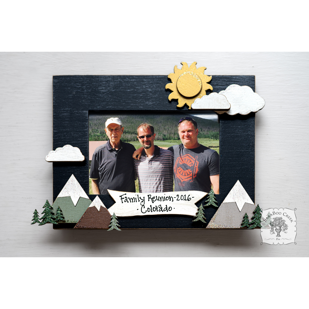 Outdoor Mountain Scene Photo Frame - Personalizable Handmade Wood Picture Frame for Mountain Home Decor or Vacation in the Mountains