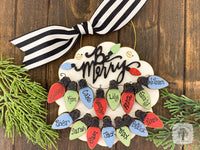 Be Merry Christmas Light Bulbs Ornament (6-15 Bulbs) - Grandkids, Grandchildren or Family Personalized Ornament