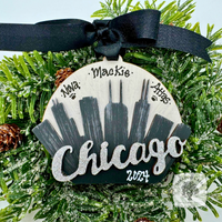 Chicago Skyline Ornament - Personalized Handmade Wood Chicago Gift