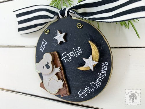 Koala Disc Ornament with Moon & Stars - Personalized Koala Bear Gift