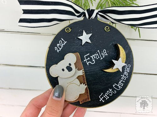 Koala Disc Ornament with Moon & Stars - Personalized Koala Bear Gift