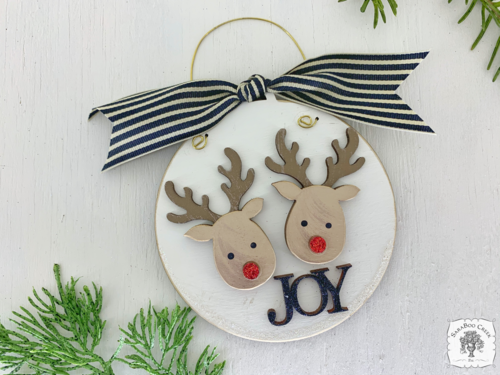 Reindeer Two Ornament - Personalized Deer Ornament for 2 Children, Grandkids or Couple