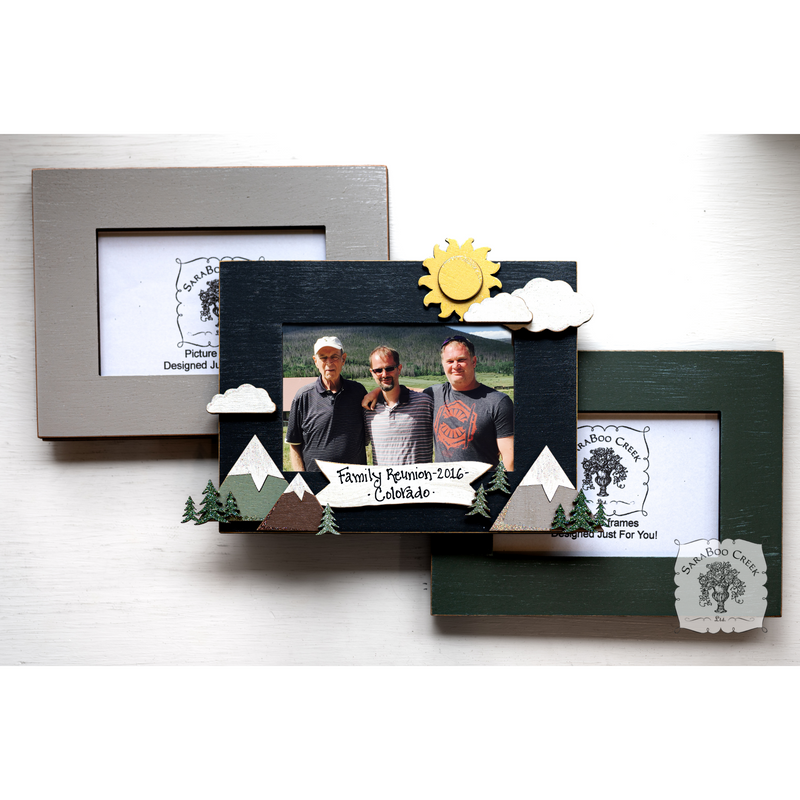 Outdoor Mountain Scene Photo Frame - Personalizable Handmade Wood Picture Frame for Mountain Home Decor or Vacation in the Mountains