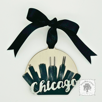 Chicago Skyline Ornament - Personalized Handmade Wood Chicago Gift