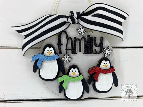 Penguin Family Ornament with 3 Penguins - Personalized Christmas Gift for Family of Three, 3 Children or Grandkids