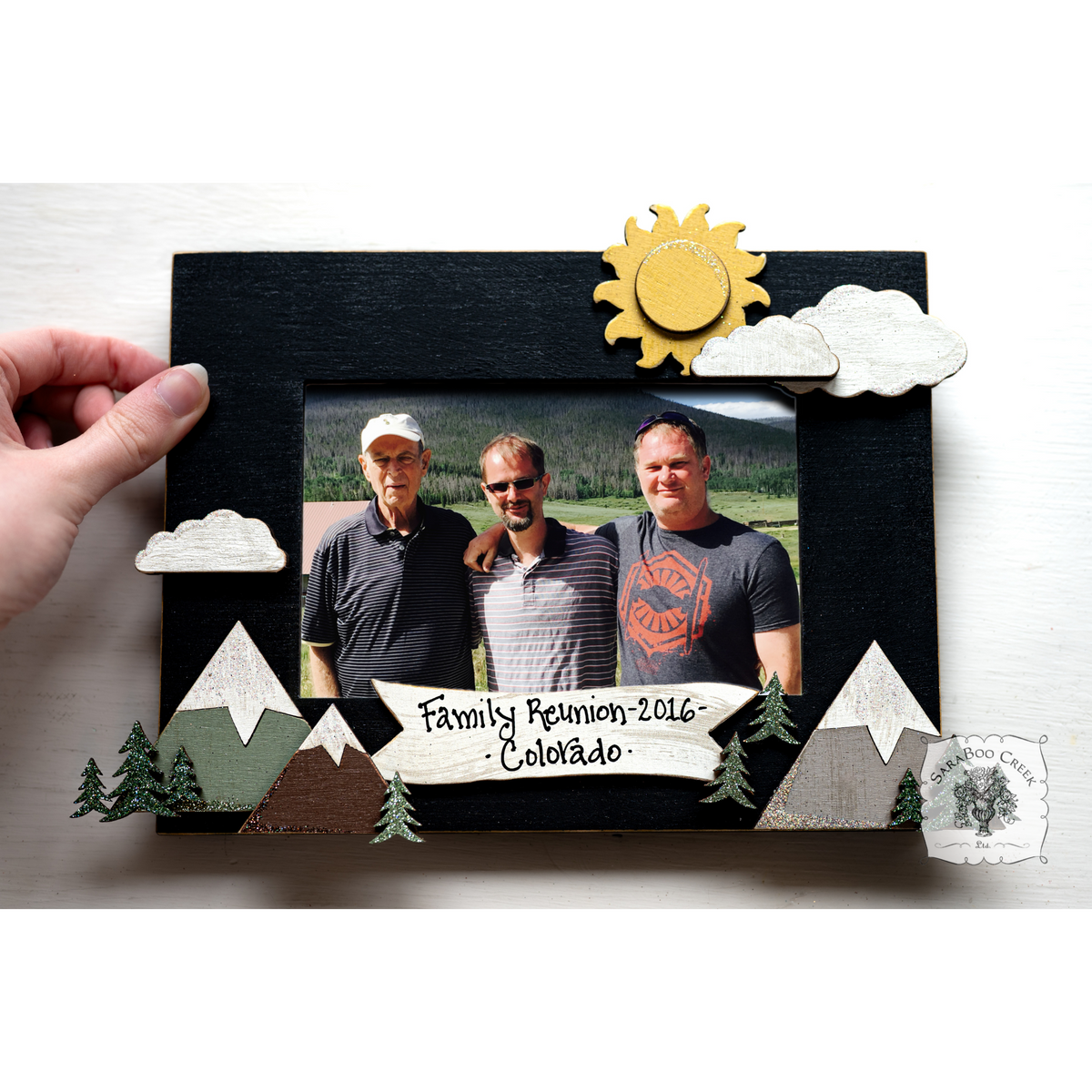 Outdoor Mountain Scene Photo Frame - Personalizable Handmade Wood Picture Frame for Mountain Home Decor or Vacation in the Mountains