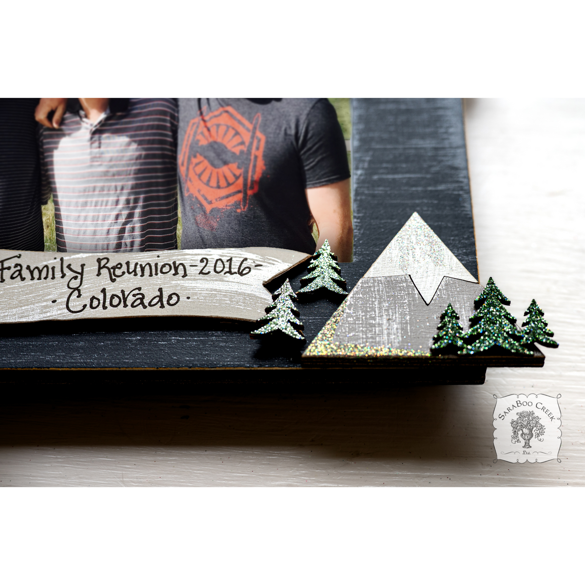 Outdoor Mountain Scene Photo Frame - Personalizable Handmade Wood Picture Frame for Mountain Home Decor or Vacation in the Mountains