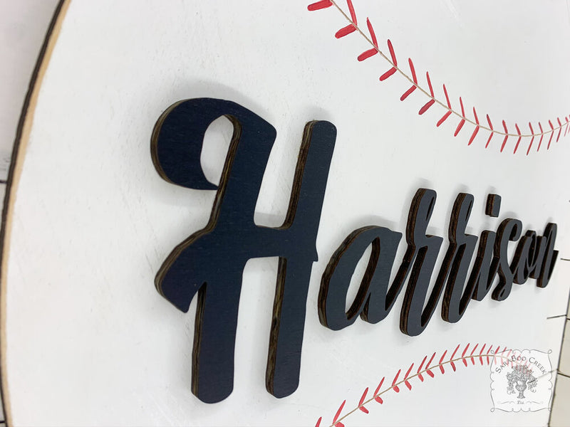 Large Custom Baseball Sign with Name - Choose 16" - 24" Round