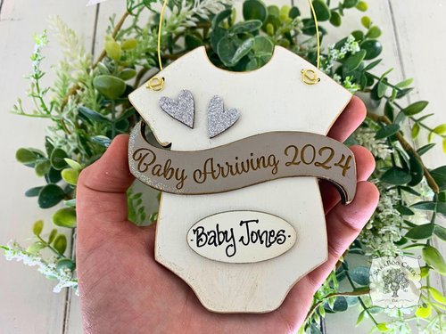 Baby Arriving Due 2025 Ornament - Personalized Expecting Baby Ornament, Baby Announcement or Baby On The Way Gift