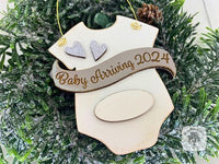 Baby Arriving Due 2025 Ornament - Personalized Expecting Baby Ornament, Baby Announcement or Baby On The Way Gift