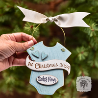 Baby's 1st Christmas Pink or Blue Onesie Ornament - Personalized First Christmas Gift for Baby Boy or Girl