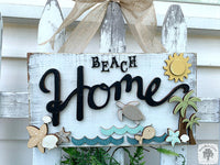 Beach Home Rustic Plaque - Handmade Decorative Sign for a Beach House Front Door or Patio