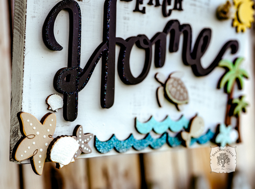 Beach Home Rustic Plaque - Handmade Decorative Sign for a Beach House Front Door or Patio