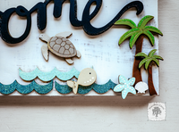 Beach Home Rustic Plaque - Handmade Decorative Sign for a Beach House Front Door or Patio