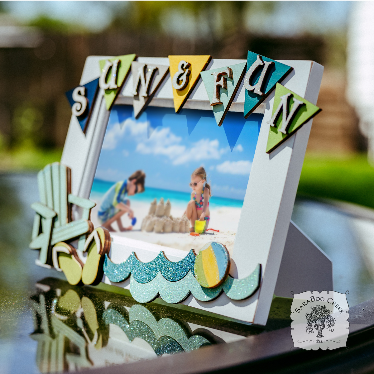 Summer Fun 4 x 6 Picture Frame - Fun Photo Frame for Pool, Beach or Lake Summertime Memories