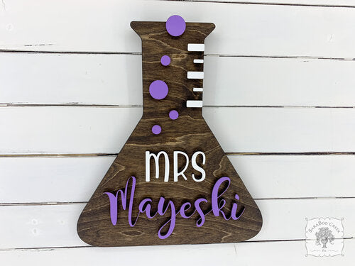 Science Beaker Sign - Personalized Science Teacher Classroom Door / Room Decor