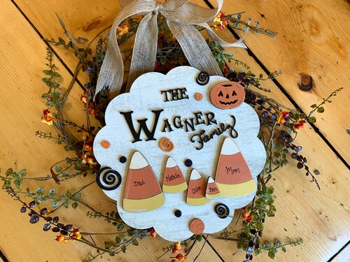 Halloween Candy Corn Sign - Personalized Family Last Name Plaque