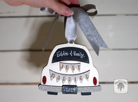 Just Married Car Wedding Ornament - Personalized First Christmas Married Gift