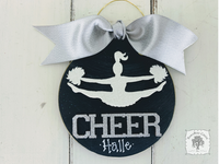 Cheer Ornament - Cheerleader Silhouette Handmade Wood Ornament