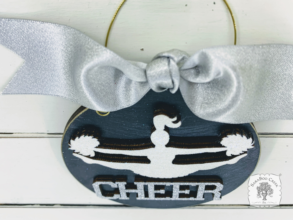 Cheer Ornament - Cheerleader Silhouette Handmade Wood Ornament