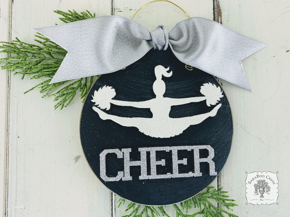 Cheer Ornament - Cheerleader Silhouette Handmade Wood Ornament