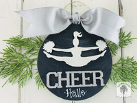 Cheer Ornament - Cheerleader Silhouette Handmade Wood Ornament