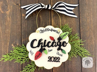 Chicago Christmas Ornament - Personalized Festive Light Bulb Ornament with Chicago & 2024