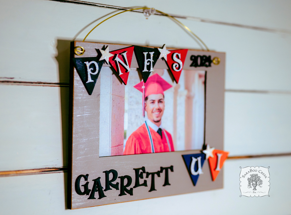 Hanging High School Graduation Frame w/ School Color Banners for HS and College