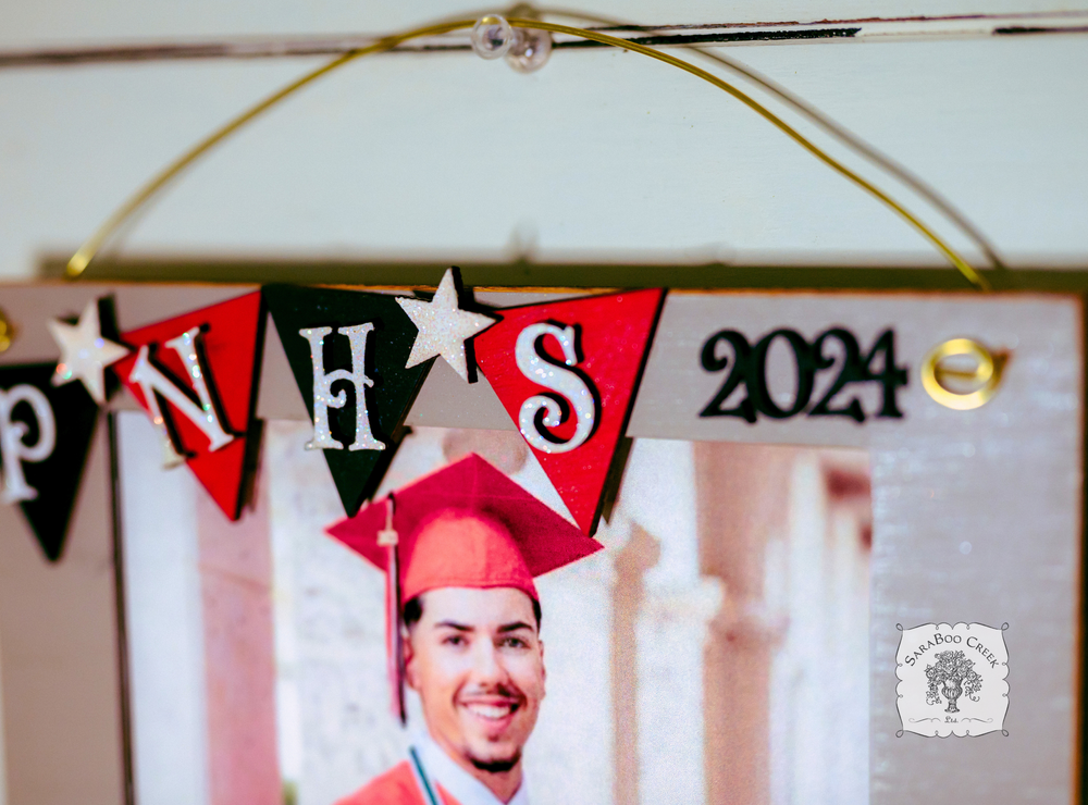 Hanging High School Graduation Frame w/ School Color Banners for HS and College