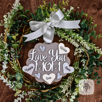 "Love You Mom" Ornament w/ 1-5 Personalized Hearts - Great Mom Gift from the Kids