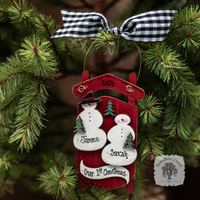 Sled Snowman Family Ornament w/ 2-6 Personalized Snowmen - Family, Grandparent or Couple Gift