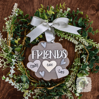 "Friends" Ornament w/ 2-5 Personalized Hearts - Great Friend Gift