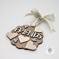 "Friends" Ornament w/ 2-5 Personalized Hearts - Great Friend Gift