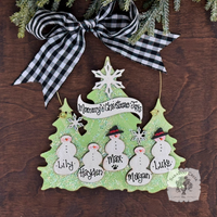 Traditional Snowman Tree Ornament (3-7 Snowmen) - Personalized Family or Grandchildren Gift