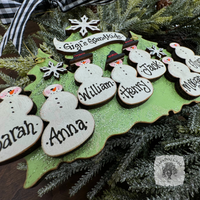 Traditional Snowman Tree Ornament (3-7 Snowmen) - Personalized Family or Grandchildren Gift