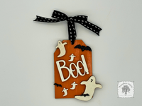 Halloween Ornament - Shipping Tag with Boo! Ghosts and Bats