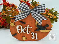 6" Rustic Halloween Oct 31 Pumpkin Sitter