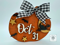 6" Rustic Halloween Oct 31 Pumpkin Sitter