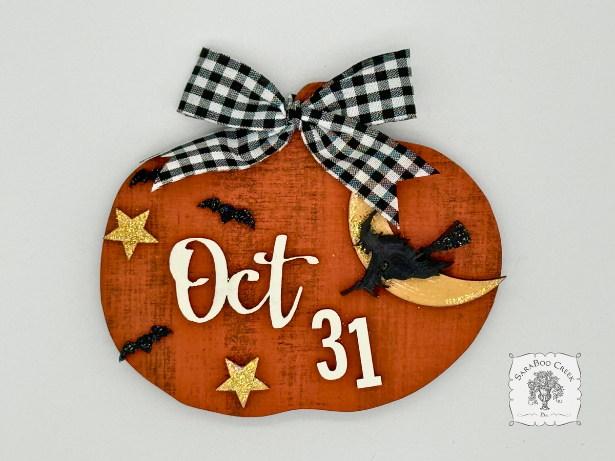 6" Rustic Halloween Oct 31 Pumpkin Sitter