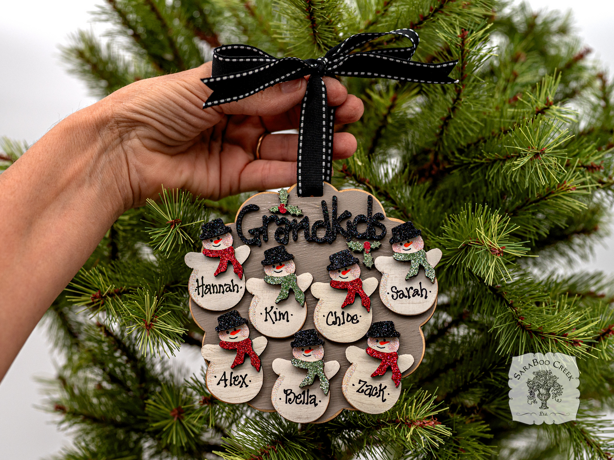 Grandkids Ornament - Personalized for 2 3 4 5 6 or 7 Grandchildren; Grandparent Gift