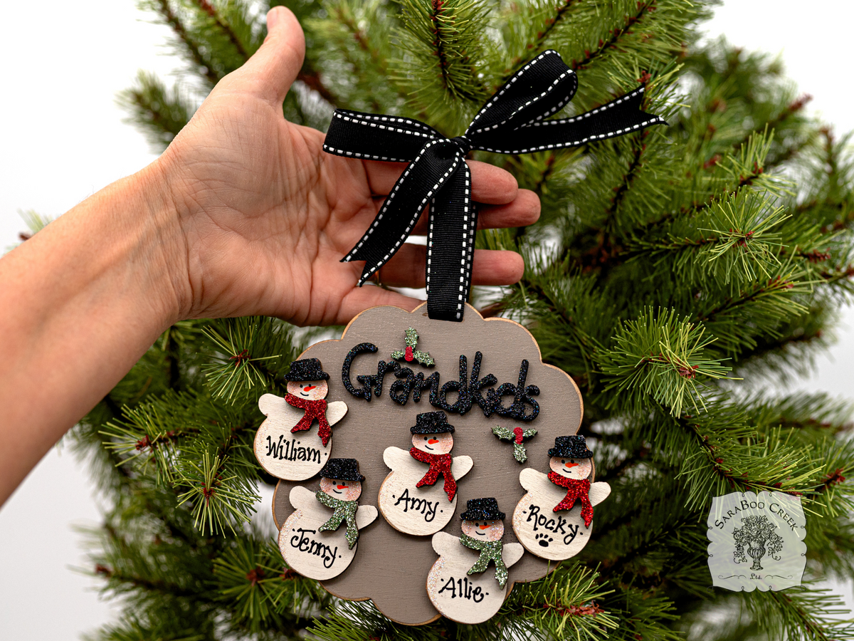 Grandkids Ornament - Personalized for 2 3 4 5 6 or 7 Grandchildren; Grandparent Gift