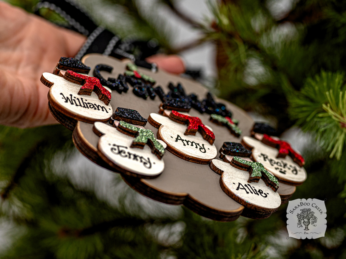 Grandkids Ornament - Personalized for 2 3 4 5 6 or 7 Grandchildren; Grandparent Gift