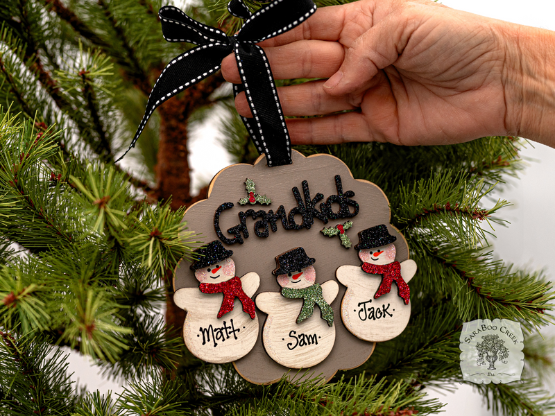 Grandkids Ornament - Personalized for 2 3 4 5 6 or 7 Grandchildren; Grandparent Gift