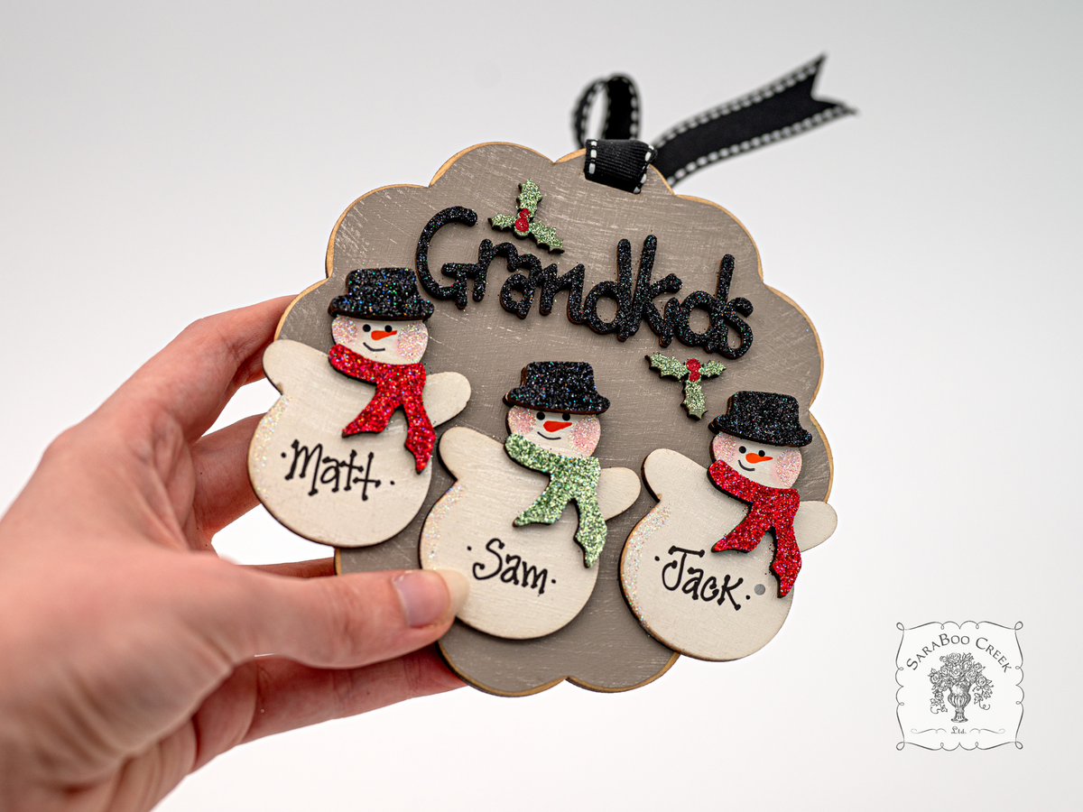 Grandkids Ornament - Personalized for 2 3 4 5 6 or 7 Grandchildren; Grandparent Gift