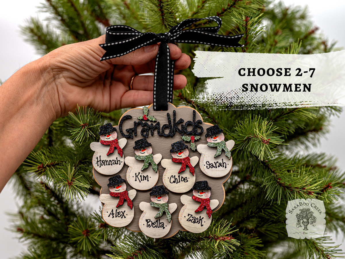 Grandkids Ornament - Personalized for 2 3 4 5 6 or 7 Grandchildren; Grandparent Gift