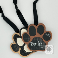 Personalized Paw Print Ornament Hung By Ribbon, Choice of Colors