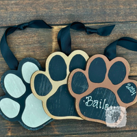 Personalized Paw Print Ornament Hung By Ribbon, Choice of Colors