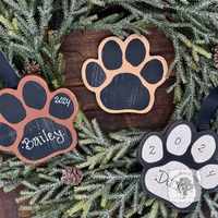 Personalized Paw Print Ornament Hung By Ribbon, Choice of Colors